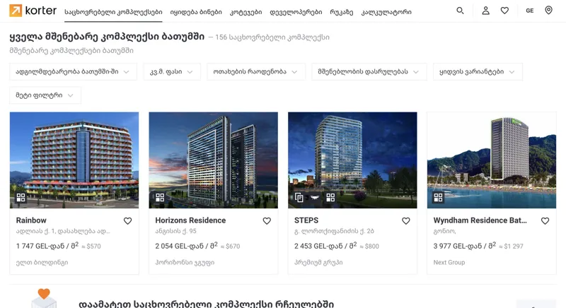 Динамика изменения цен на первичном рынке недвижимости в Грузии летом 2022