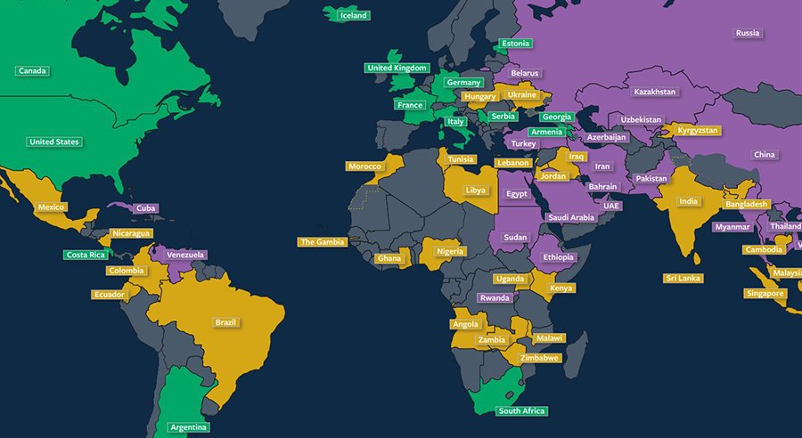 ТОП-10 стран лидеров рейтинга интернет-свобод