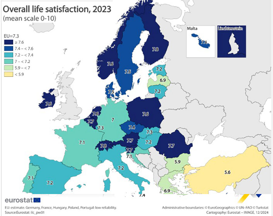 В каких странах Европы люди довольны жизнью, а в каких — нет