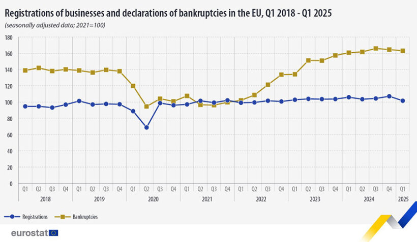 Новые компании и банкротства в ЕС: первые сигналы 2025 года