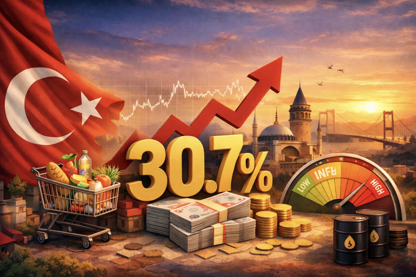 Инфляция в Турции продолжает снижаться, но слабее прогноза