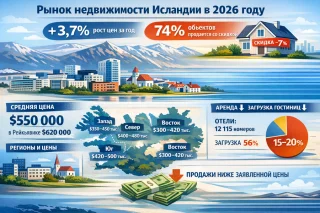 Рынок недвижимости Исландии в 2026 году: цены растут, но медленно, 74% объектов продаются с дисконтом