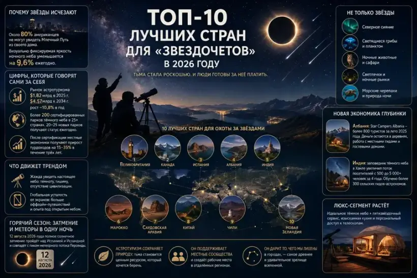 TOP 10 best countries for “stargazers” in 2026